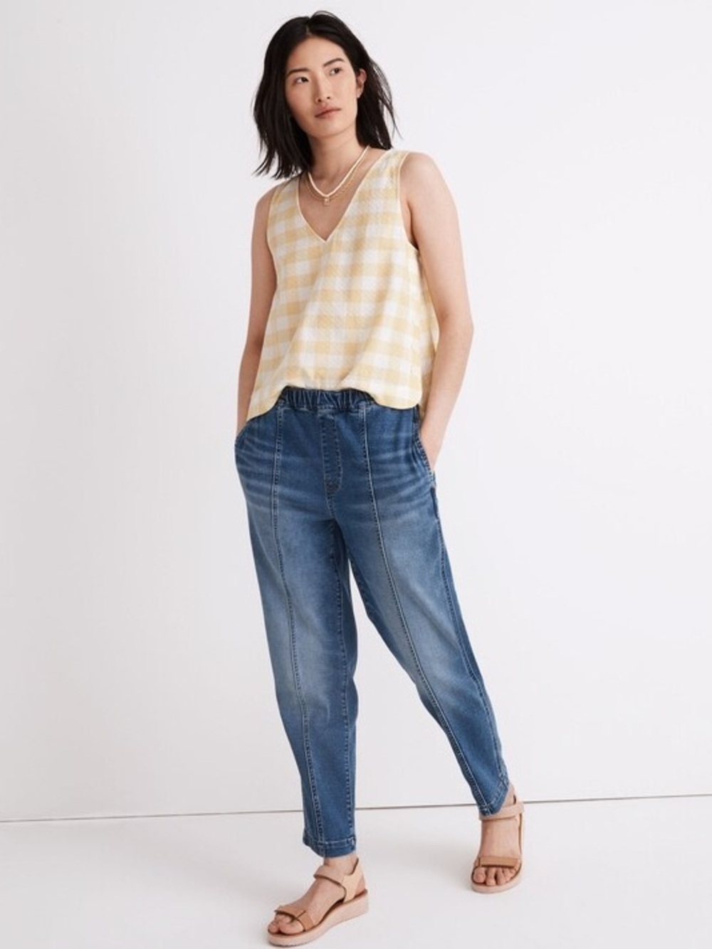 Madewell Pull-On Relaxed Jeans in Caville Wash: Seamed Edition